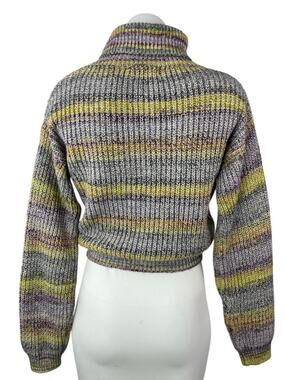 Suite Benedict Multicolor Striped Turtleneck Long Sleeve Crop Sweater Top Size S